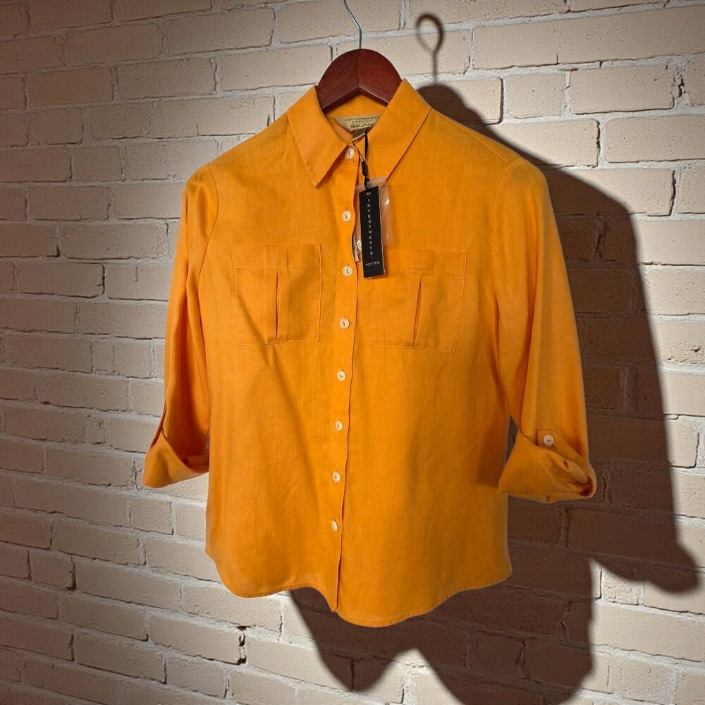 Investments Gold Label Hemp Top Orange Long Sleeve Blouse Size 4P